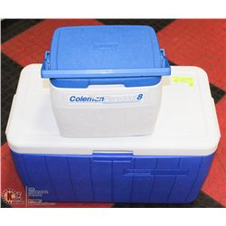COLEMAN COOLER W/ COLEMAN PERSONAL COOLER