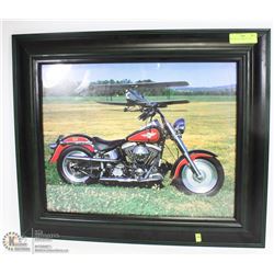 MOTORCYLE FRAMED PIC 22"X25"