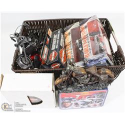 BASKET OF HARLEY DAVIDSON ITEMS & COLLECTIBLES