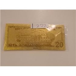 GOLD FOIL BILL - 24K GOLD - USA $20 - not legal tendar