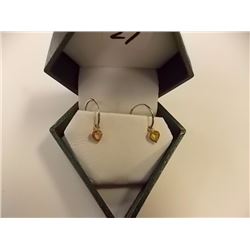 EARRINGS - 1.2CTW HEART FACETED YELLOW SAPPHIRE IN 14K YELLOW GOLD SETTING - INCLUDES CERTIFICATE $8