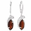 Image 2 : EARRINGS - 3.51 CTW MARQUIS FACETED GARNET & 2 GENUINE DIAMONDS IN 925 STERLING SILVER SETTING - RET