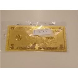 GOLD FOIL BILL - 24K GOLD - USA $5 - not legal tendar