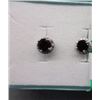 Image 1 : EARRINGS - ROUND FACETED SMOKEY TOPAZ & ROUND FACETED DIAMOND  IN STERLING SILVER SETTING - RETAIL E