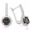 Image 1 : EARRINGS - 2 CTW ROUND FACETED MYSTIC TOPAZ & 2 DIAMONDS IN 925 STERLING SILVER SETTING - RETAIL EST