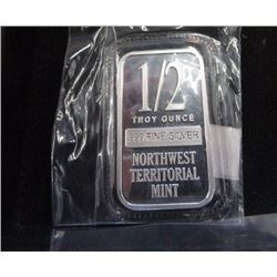 SILVER BAR - 1/2 OUNCE .999 FINE SILVER - NWT MINT