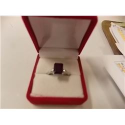 RING - STERLING SILVER - DEEP RED