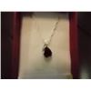Image 4 : NECKLACE - 1.15CT PEAR FACETED GARNET & DIAMOND IN STERLING SILVER BEZEL SETTING