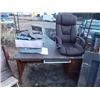 Image 1 : DESK - 3 DRAWER - 30 X 60 & LEATHER CHAIR TOP