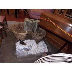 BIN OF DIRT &  PLANT POTS