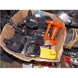 BOX OF DRILLS & BATTERIES
