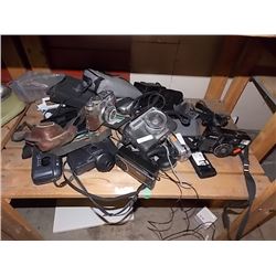 SHELF OF ASSORTED CAMERAS