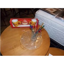 GLASS CAKE PLATE & COFFEE GIFT SET