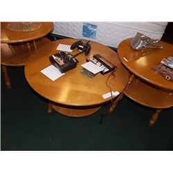 ROUND VILAS MAPLE 2-TIER SWIVEL COFFEE TABLE