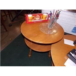 ROUND MAPLE 2-TIER END TABLES - 2 TTL