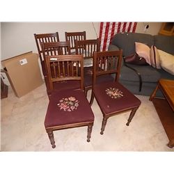 VINTAGE SPINDLE BACK DINING CHAIRS - PETTI POINT SEATS - 6 X BID