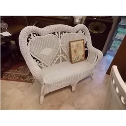 WHITE WICKER SOFA