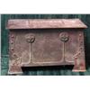 Image 1 : An English Arts and Crafts hammered copper rectangular box, the hinged lid inscribed "Fast Bind S...