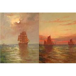 Joel Owen; a framed and glazed oil on canvas shipping scene, signed and dated 1930, 50 x 37cm...