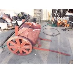 LARGE WOOD GARDEN CHARIOT ORNAMENT
