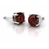 Image 1 : EARRINGS - 1.20 CTW ROUND FACETED PERSIAN RED GARNET IN PLATINUM OVER 0.925 STERLING SILVER SETTING 