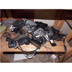 SHELF OF ASSORTED CAMERAS