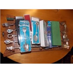 COLLECTOR SPOONS & HOLDER