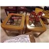 Image 1 : OAK & GLASS END TABLES - 2 TTL
