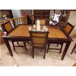WOOD & BAMBOO TABLE WITH 4 CHAIRS