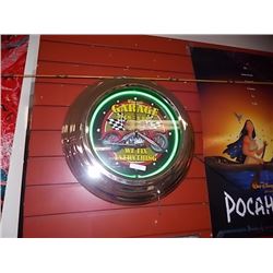 NEW ROUND NEON LIGHTED CLASSIC GARAGE CLOCK