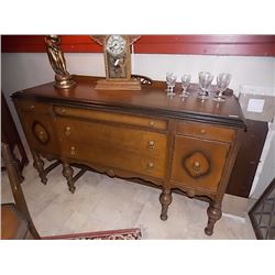 VINTAGE WALNUT SIDE HUTCH CABINET - ON CASTERS