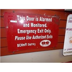 METAL DOOR ALARM SIGN