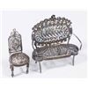 Image 3 : Diminutive Enamel Parlor Set & Filigree Silver Set