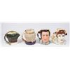 Image 2 : Lot of 4 Large Toby Mugs by Royal Doulton