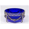 Image 1 : Dutch Silver Cobal Blue Glass Insert Centerpiece