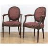 Image 1 : :Pair Louis XVI Style Upholstered Walnut Armchairs