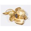 Image 1 : Tiffany 18K Gold Leaf Pin with Sapphires