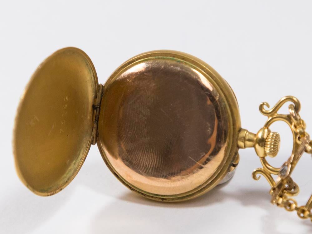 18k Gold Ladies Watch Pin Pendant