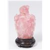 Image 1 : Carved Chinese Rose Quartz Snuff Bottle on Stand