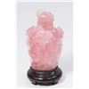 Image 2 : Carved Chinese Rose Quartz Snuff Bottle on Stand