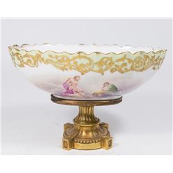 Sevres Style Porcelain & Bronze Compote