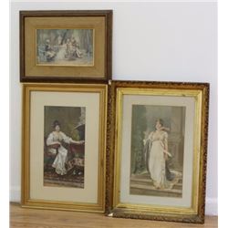 3 European Colored Prints