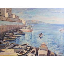 Y Tompson, Mediterranean Coastal Scene, O/C