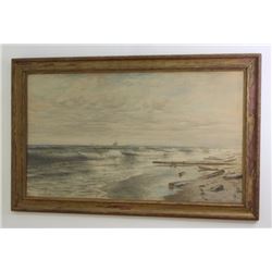Louis Frederick Hurd, Coastal Marine Scene, W/C
