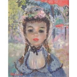 Maurice Alleroux-Portrait of Young Girl, O/C