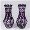 Image 1 : Pair Bohemian Amethyst Cut to Clear Vases