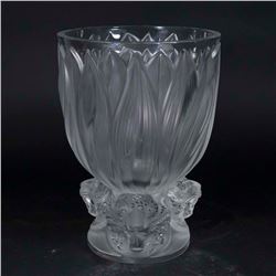 Renee Lalique Vase with Jaguar Base