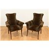 Image 1 : Pair Leopard Upholstered Fireside Chairs