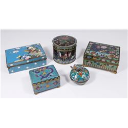 5 Chinese Cloisonné Boxes