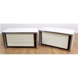 Pair Modern Chrome & Lacquer Side Low Cabinets